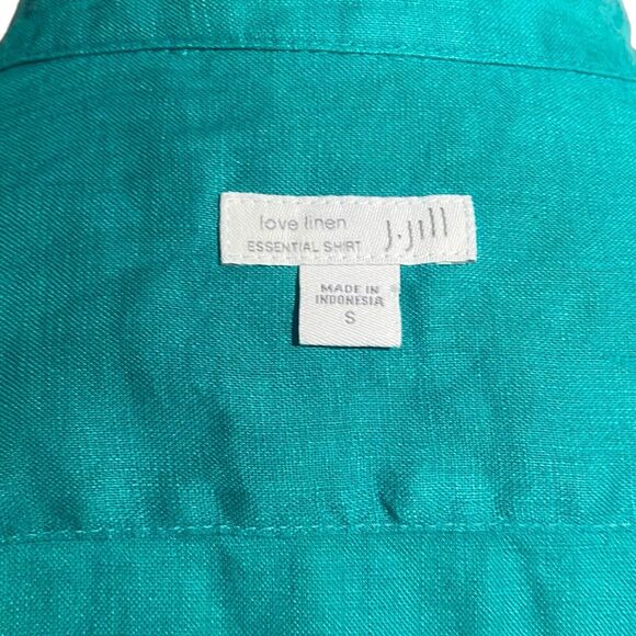 J Jill Linen Button Up Shirt Women's Size S Turquoise Long Sleeve READ - Picture 6 of 7